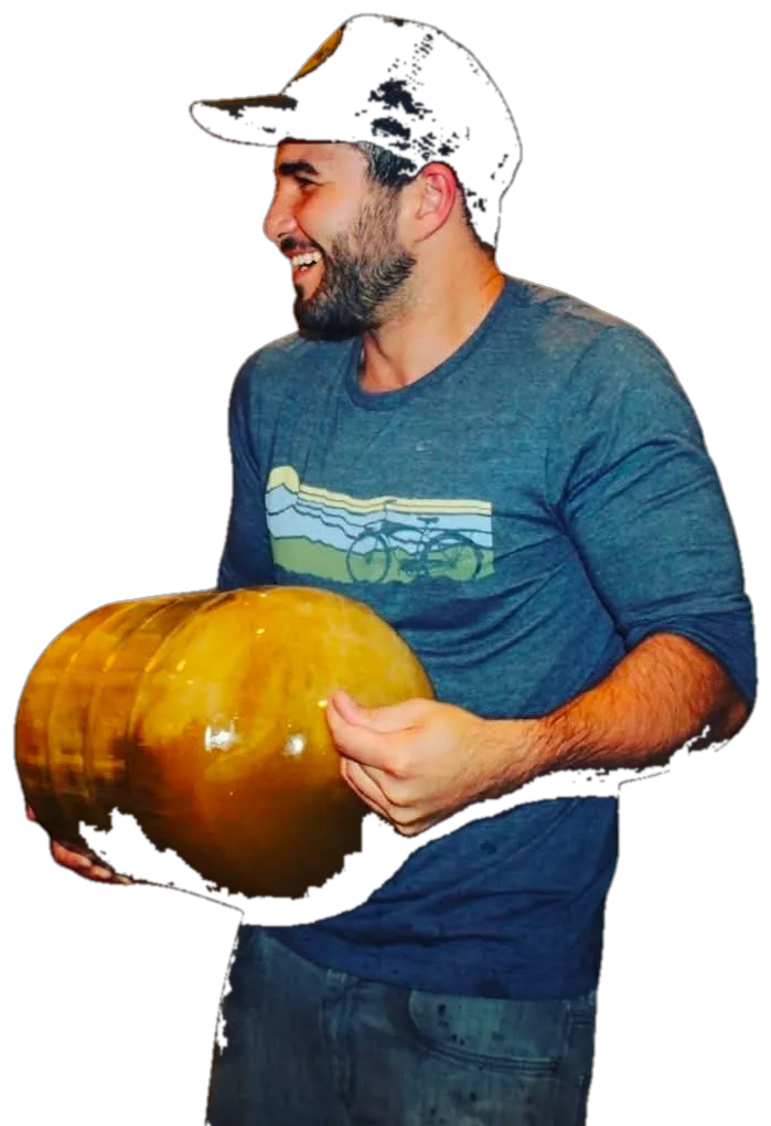 Guy Stewart at the New Belgium barrels
